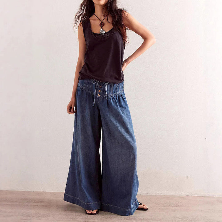 Adriana Cavalli Wide-Leg Chambray Jeans