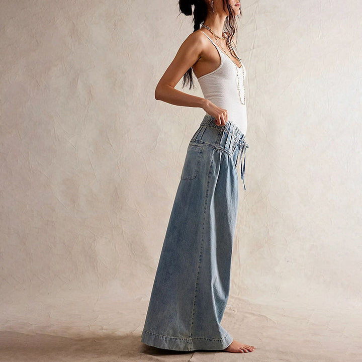Adriana Cavalli Wide-Leg Chambray Jeans