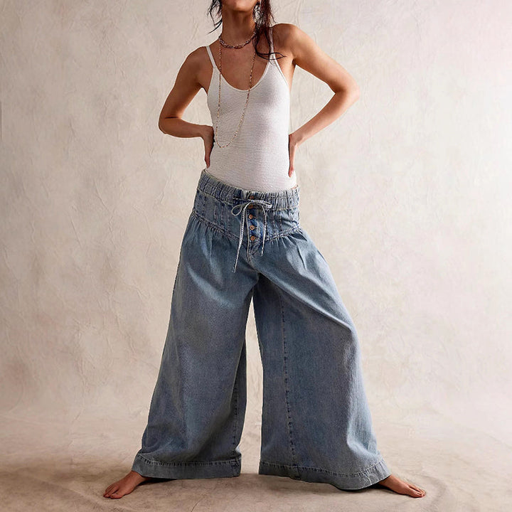 Adriana Cavalli Wide-Leg Chambray Jeans