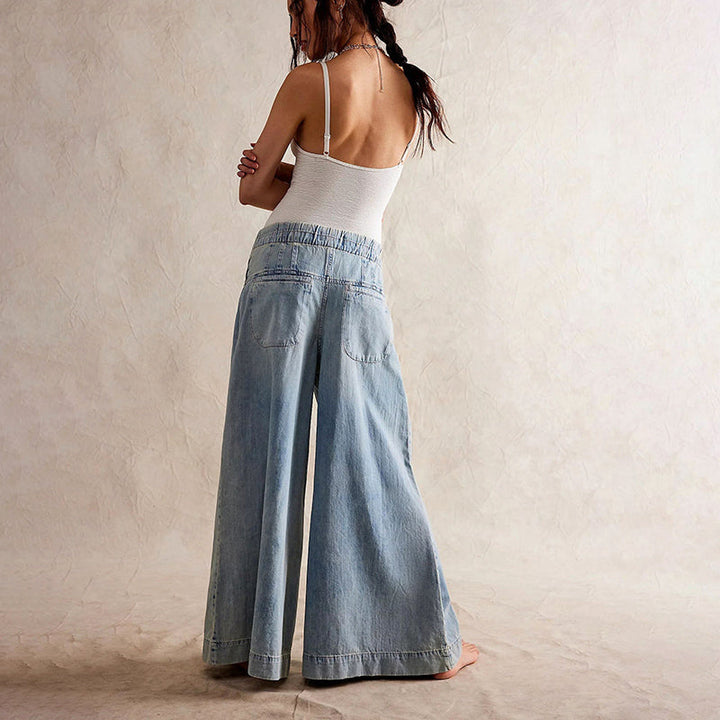 Adriana Cavalli Wide-Leg Chambray Jeans
