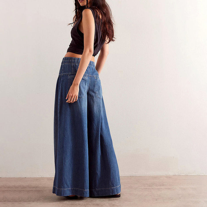 Adriana Cavalli Wide-Leg Chambray Jeans