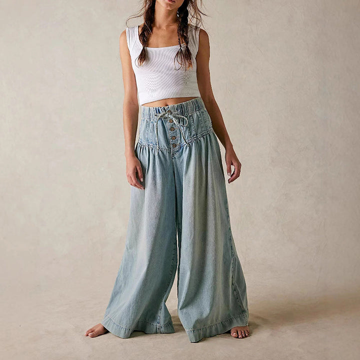 Adriana Cavalli Wide-Leg Chambray Jeans