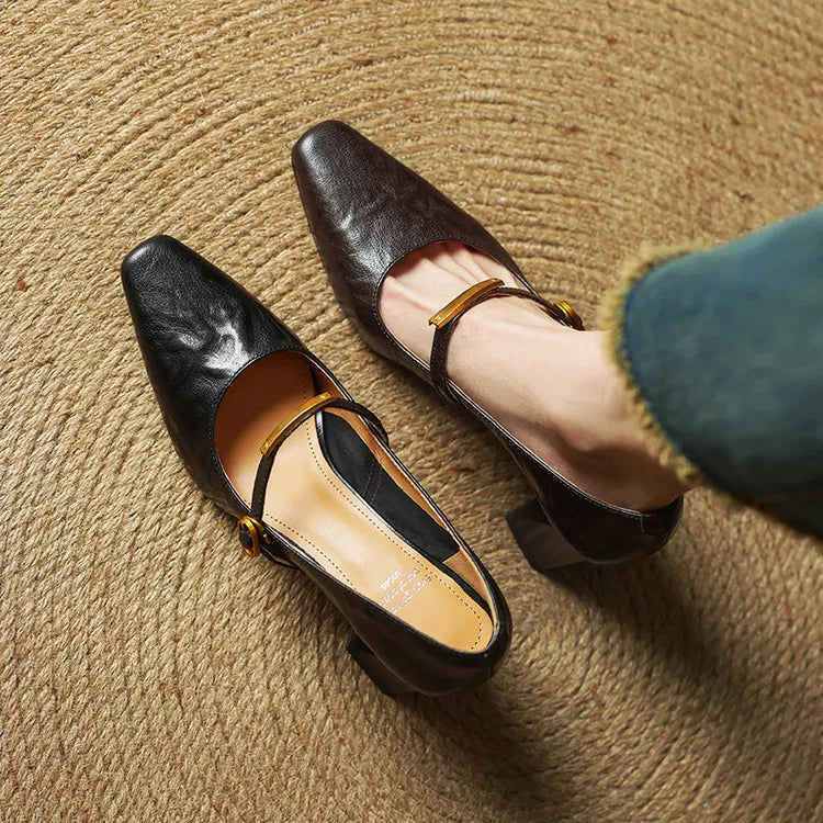 Alessia Romano Leather Mary Jane Heels