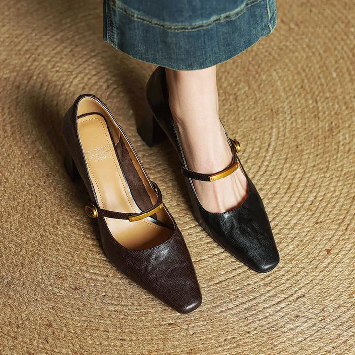 Alessia Romano Leather Mary Jane Heels
