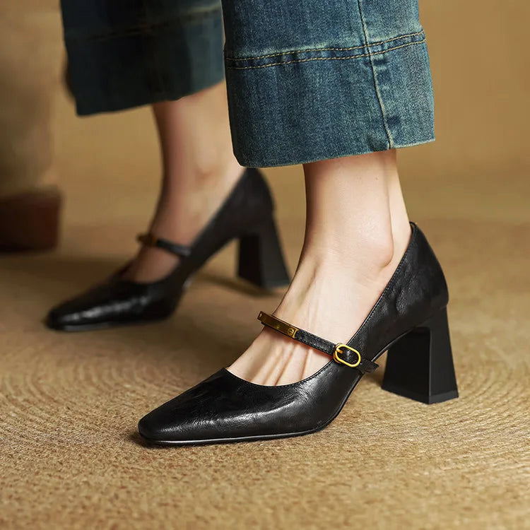 Alessia Romano Leather Mary Jane Heels