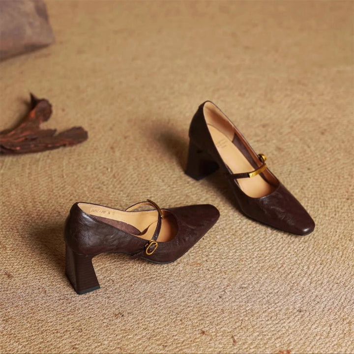 Alessia Romano Leather Mary Jane Heels