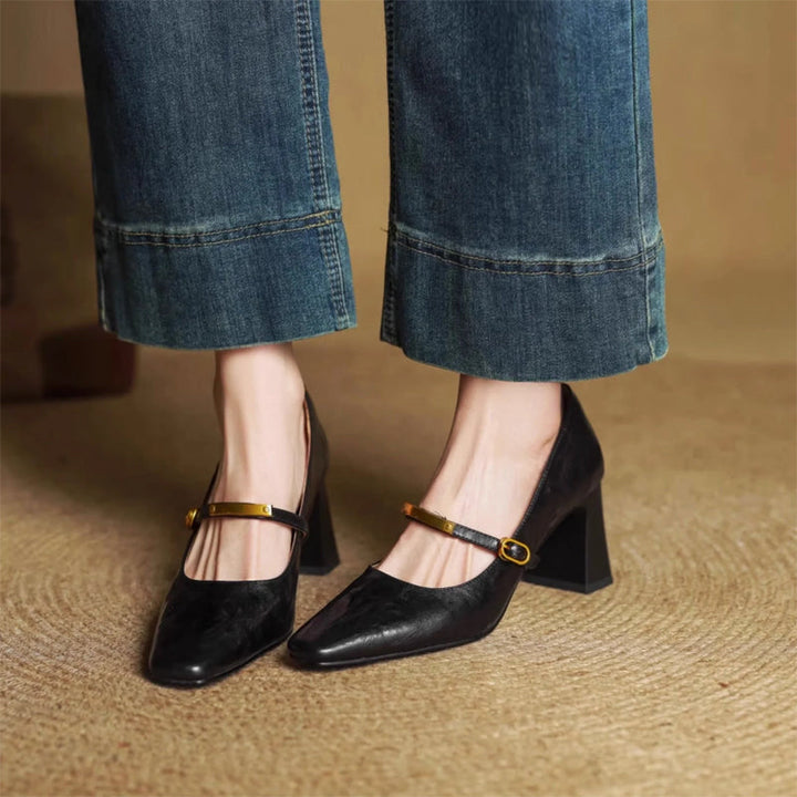 Alessia Romano Leather Mary Jane Heels