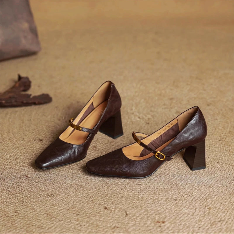 Alessia Romano Leather Mary Jane Heels