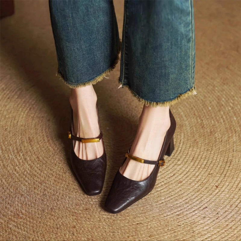 Alessia Romano Leather Mary Jane Heels