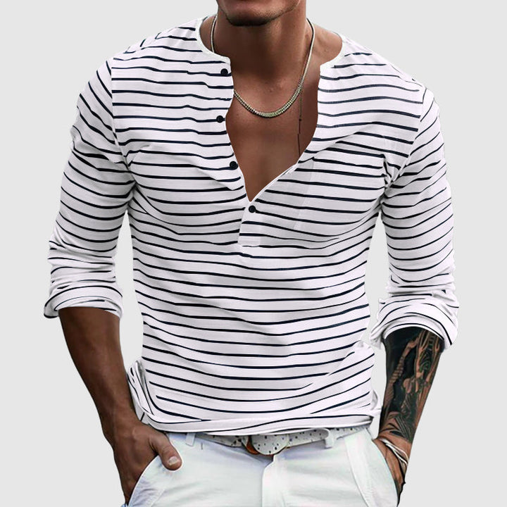 Davide Costa Striped Henley Shirt