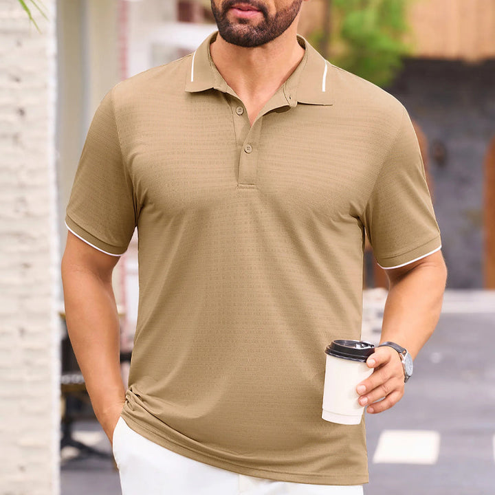 Davide Costa Athletic Jacquard Golf Polo Shirt