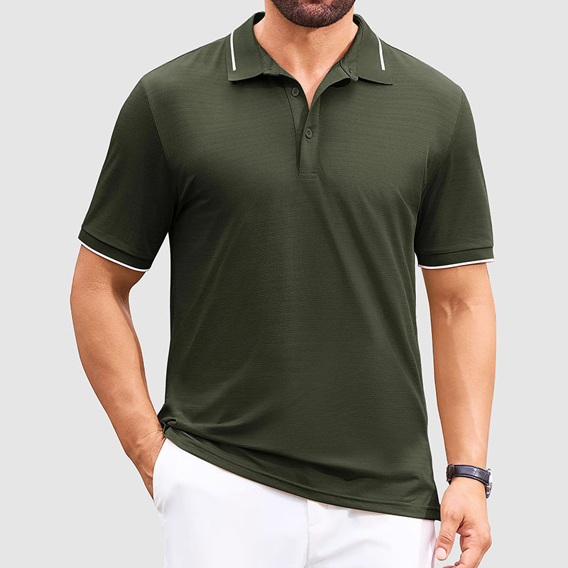 Davide Costa Athletic Jacquard Golf Polo Shirt