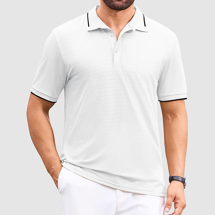 Davide Costa Athletic Jacquard Golf Polo Shirt