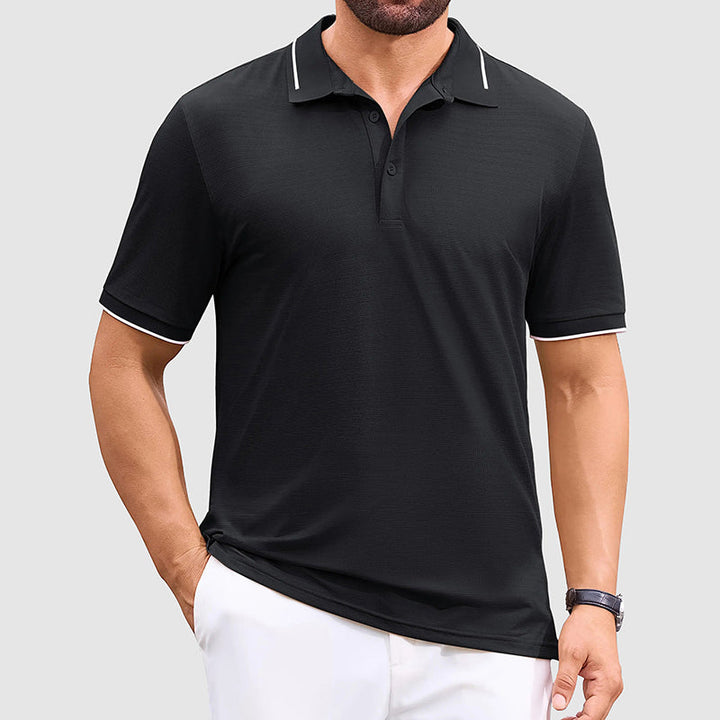 Davide Costa Athletic Jacquard Golf Polo Shirt