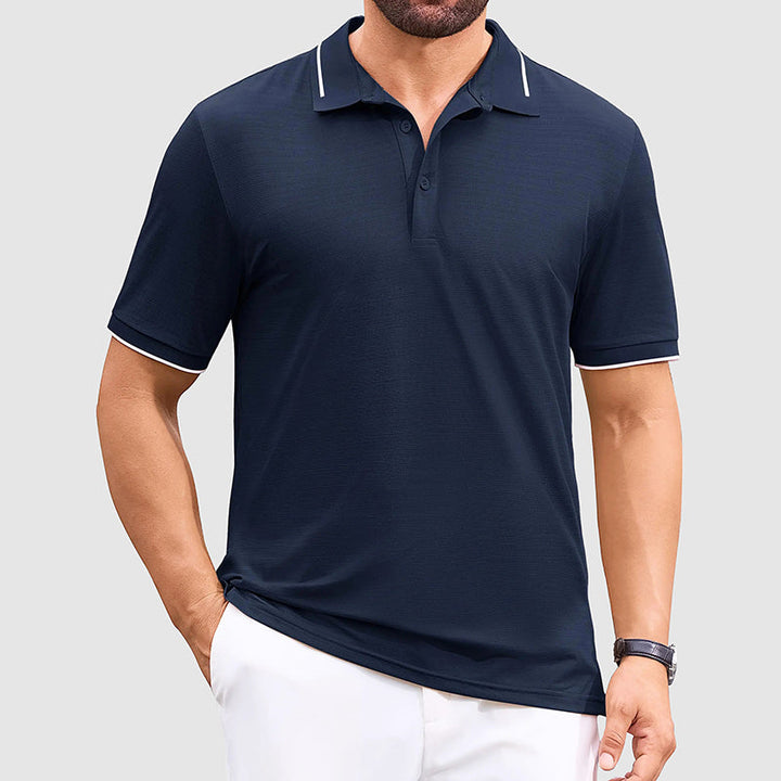 Davide Costa Athletic Jacquard Golf Polo Shirt