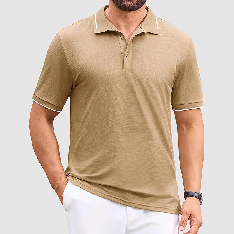 Davide Costa Athletic Jacquard Golf Polo Shirt