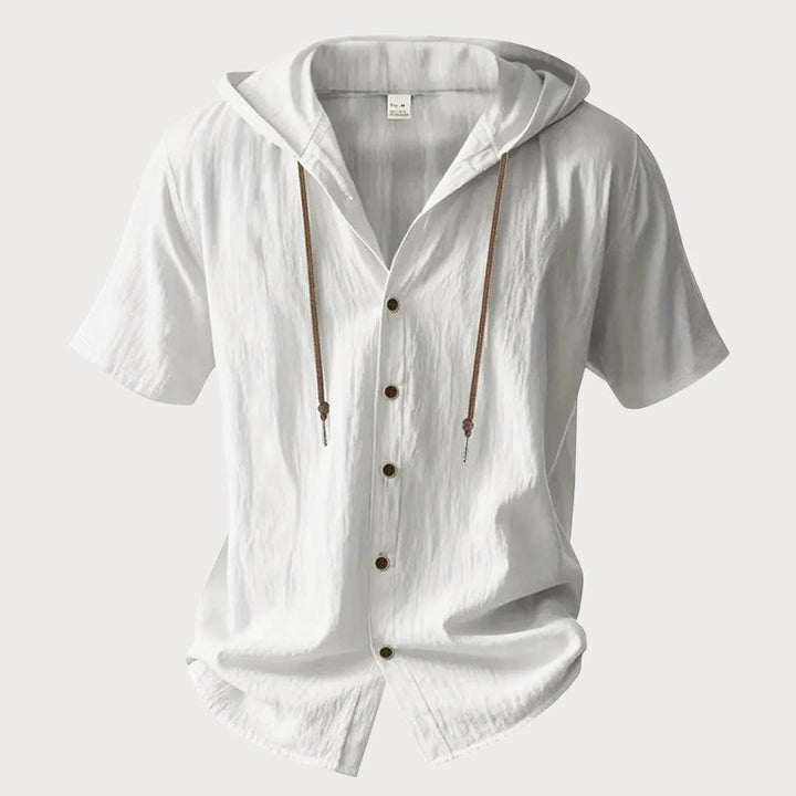 Davide Costa Linen Casual Hooded Shirt