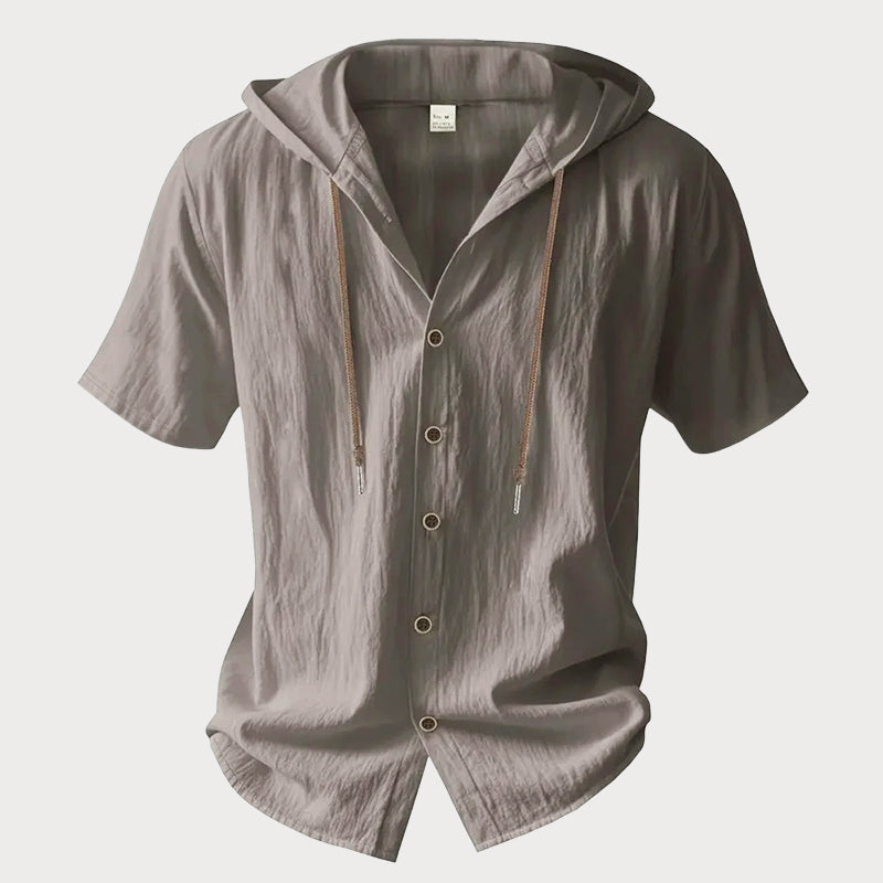 Davide Costa Linen Casual Hooded Shirt