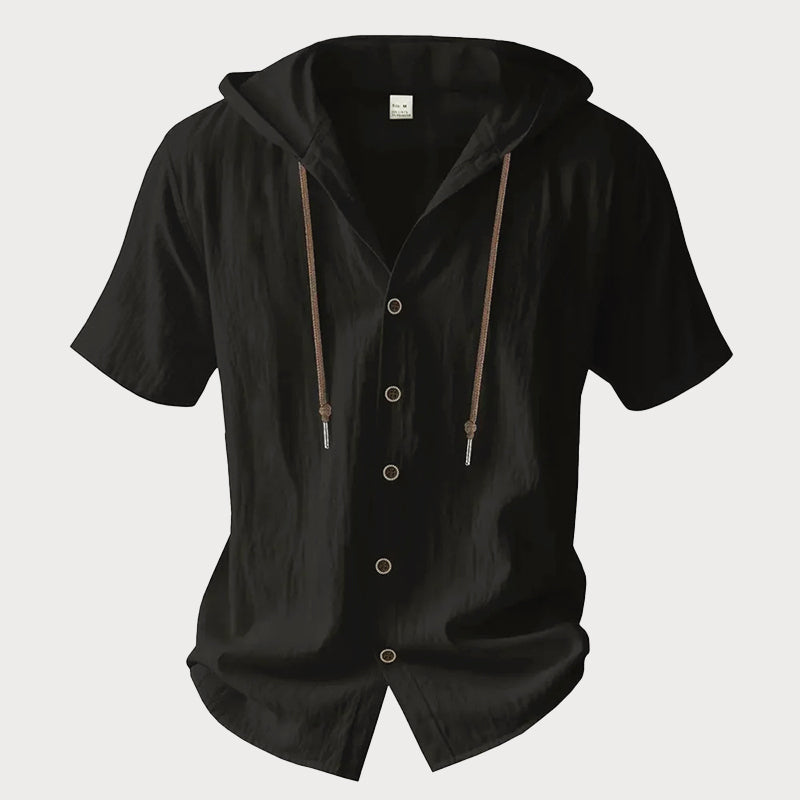 Davide Costa Linen Casual Hooded Shirt