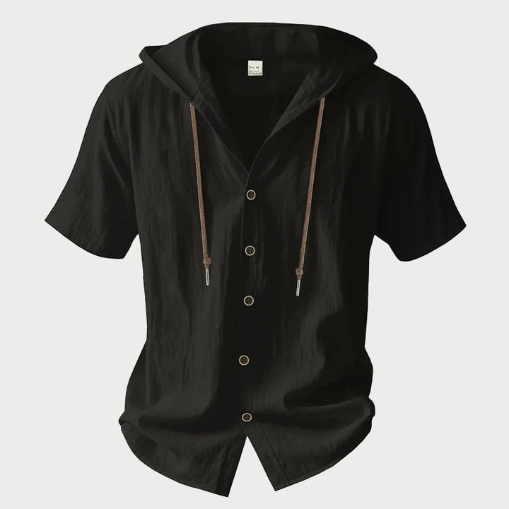 Davide Costa Linen Casual Hooded Shirt