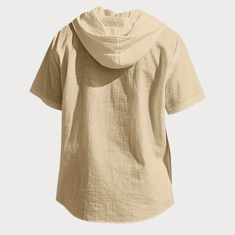 Davide Costa Linen Casual Hooded Shirt