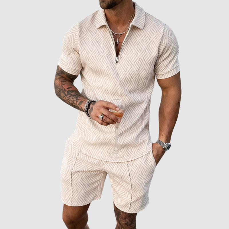 Davide Costa Patterned Polo Shirt and Shorts Set