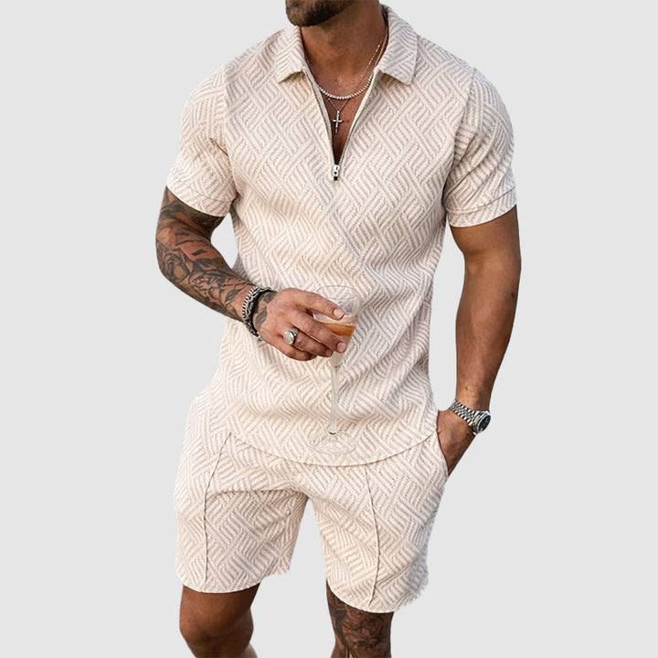 Davide Costa Patterned Polo Shirt and Shorts Set