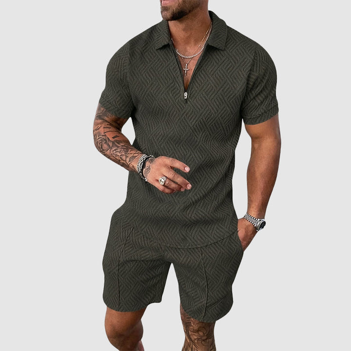 Davide Costa Patterned Polo Shirt and Shorts Set