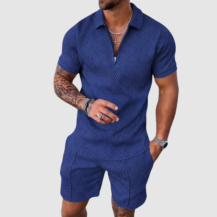 Davide Costa Patterned Polo Shirt and Shorts Set