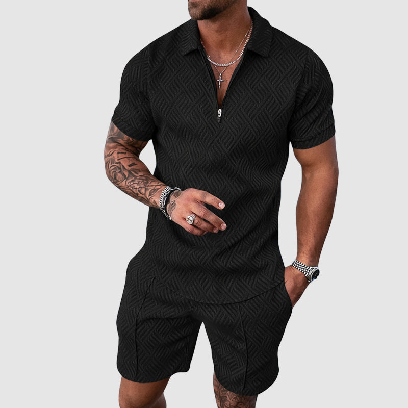 Davide Costa Patterned Polo Shirt and Shorts Set