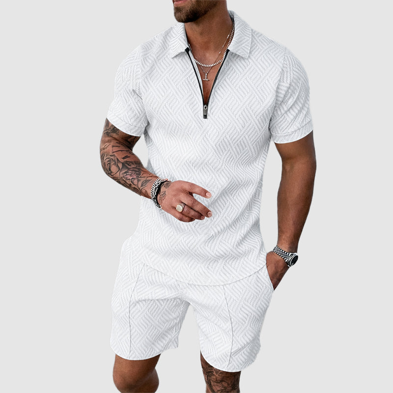 Davide Costa Patterned Polo Shirt and Shorts Set