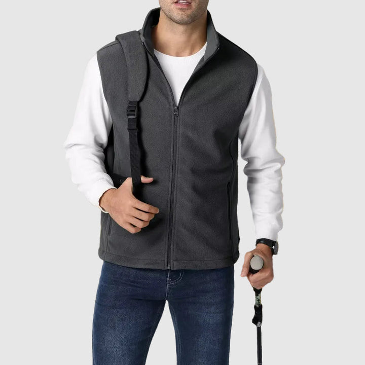 Davide Costa Zip-Up Outdoor Vest with Stand Collar