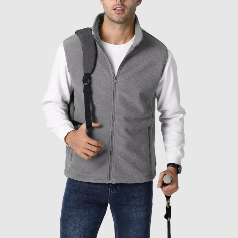 Davide Costa Zip-Up Outdoor Vest with Stand Collar