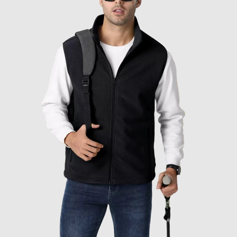 Davide Costa Zip-Up Outdoor Vest with Stand Collar