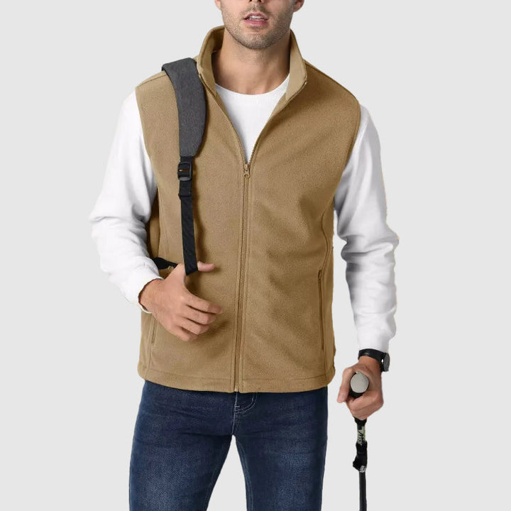 Davide Costa Zip-Up Outdoor Vest with Stand Collar