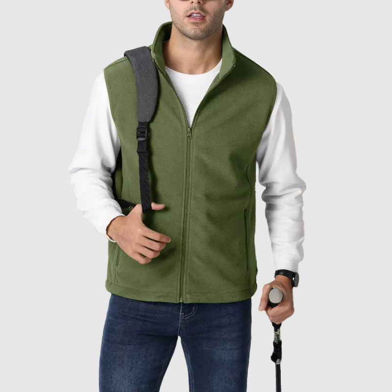 Davide Costa Zip-Up Outdoor Vest with Stand Collar