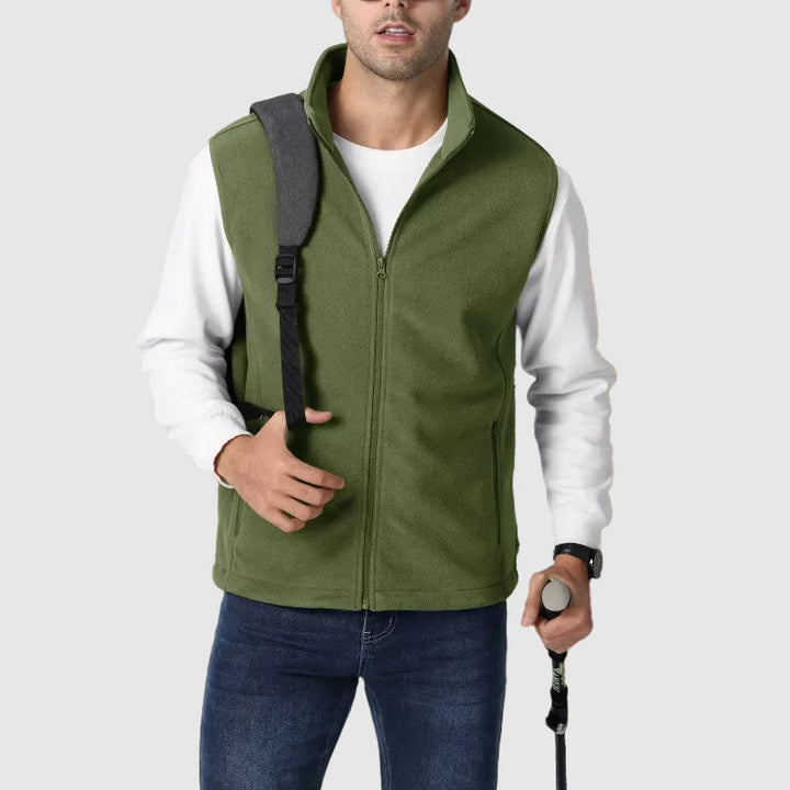 Davide Costa Zip-Up Outdoor Vest with Stand Collar