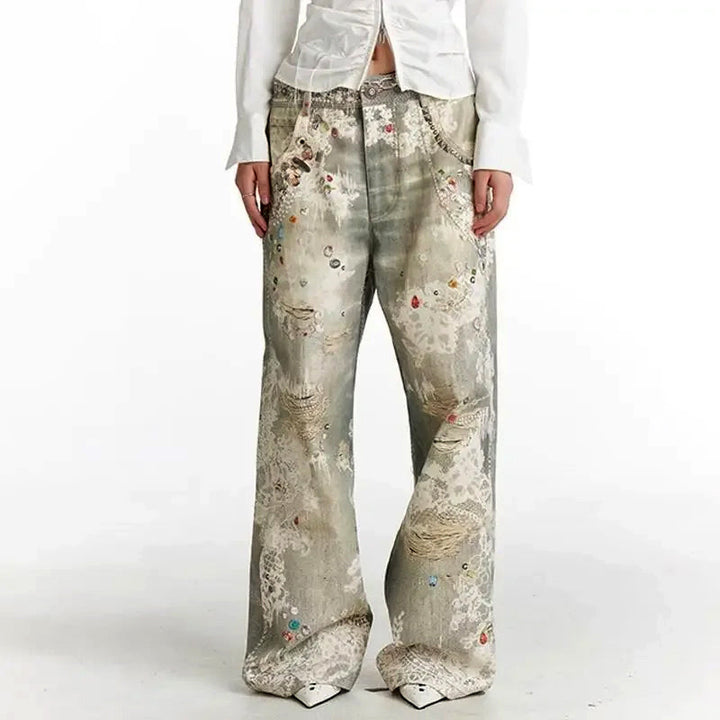 Giulia Bellini Distressed Art Washed Jeans