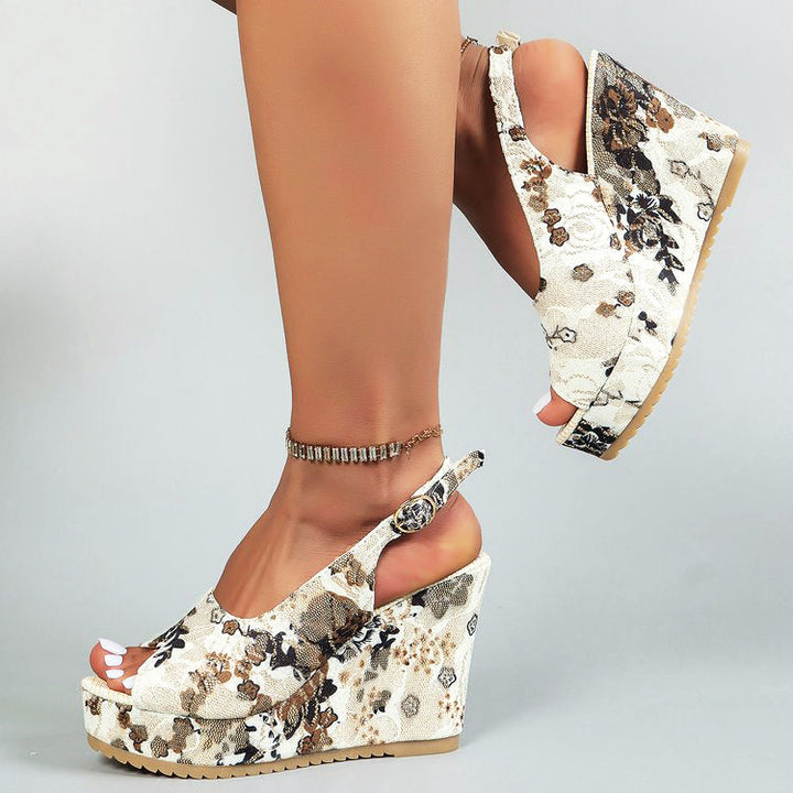 Giulia Bellini Floral Wedge Sandals