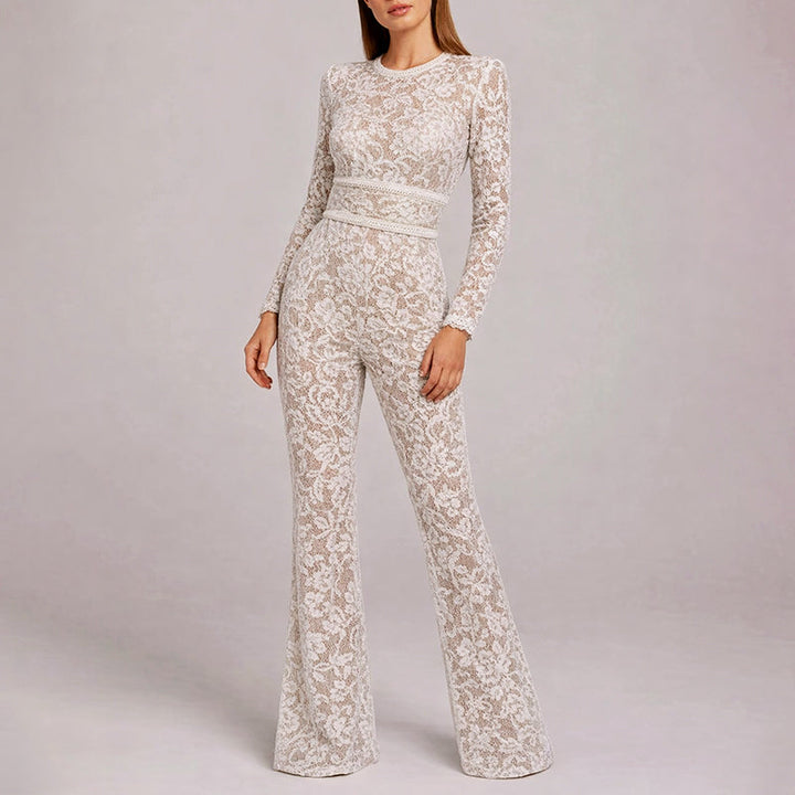 Giulia Bellini Lace Jumpsuit with Flared Legs