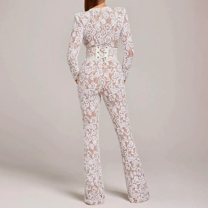 Giulia Bellini Lace Jumpsuit with Flared Legs