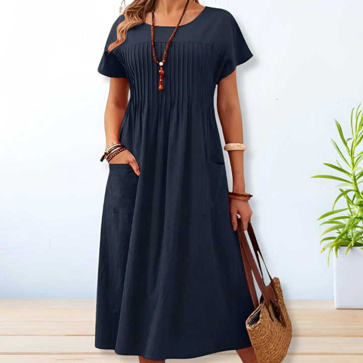 Giulia Bellini Midi Dress with Pleated Front