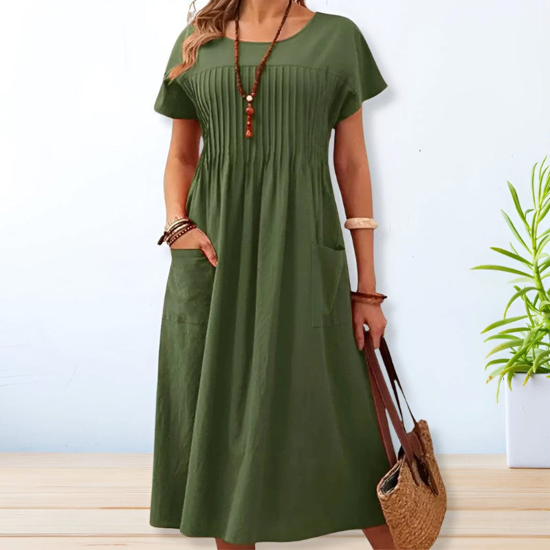 Giulia Bellini Midi Dress with Pleated Front