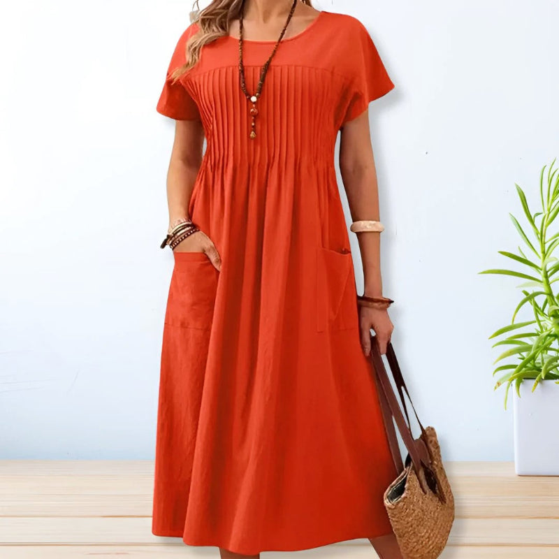 Giulia Bellini Midi Dress with Pleated Front