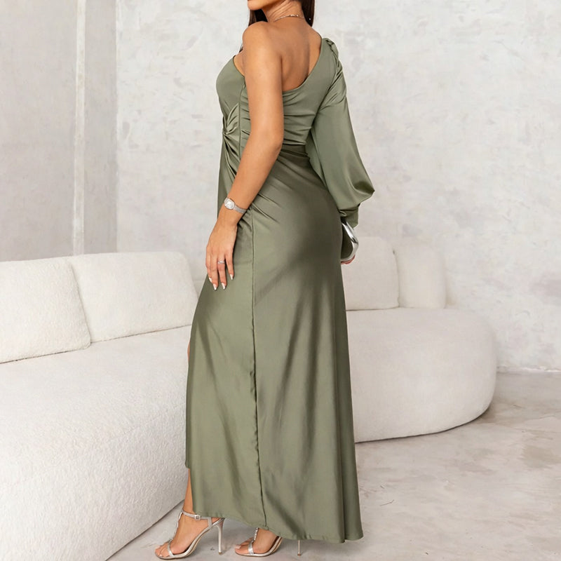 Giulia Bellini One-Shoulder Maxi Dress with Slit