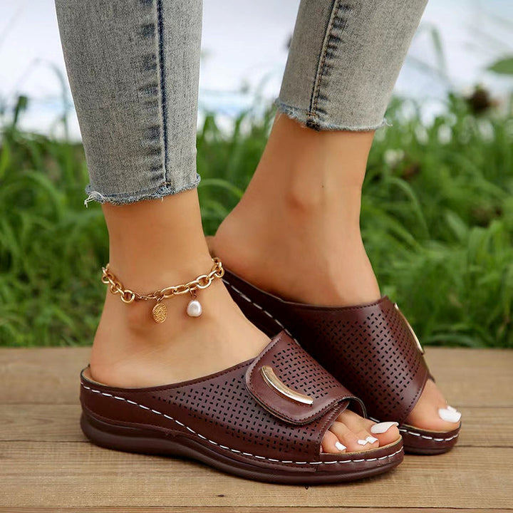 Giulia Bellini Perforated Wedge Sandals