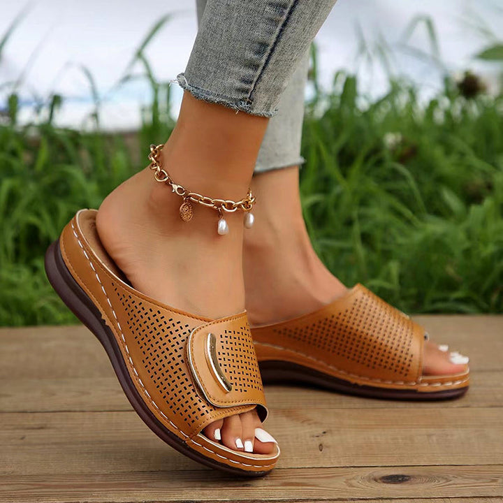 Giulia Bellini Perforated Wedge Sandals