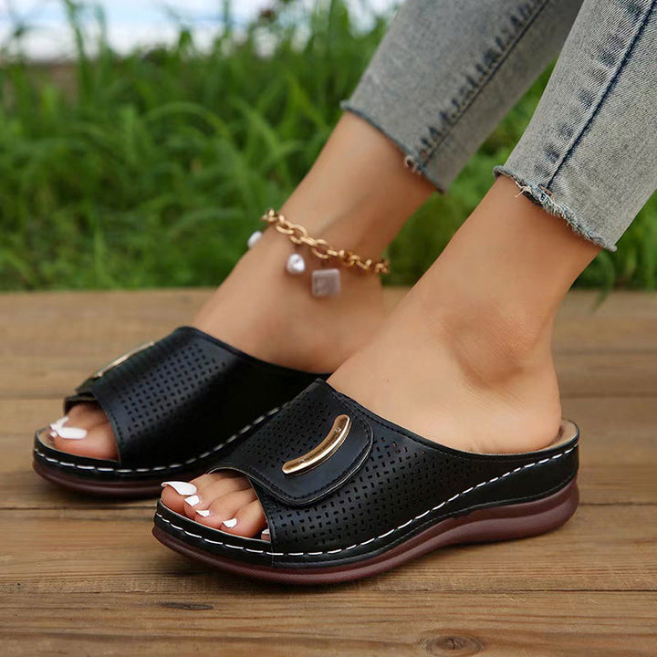 Giulia Bellini Perforated Wedge Sandals