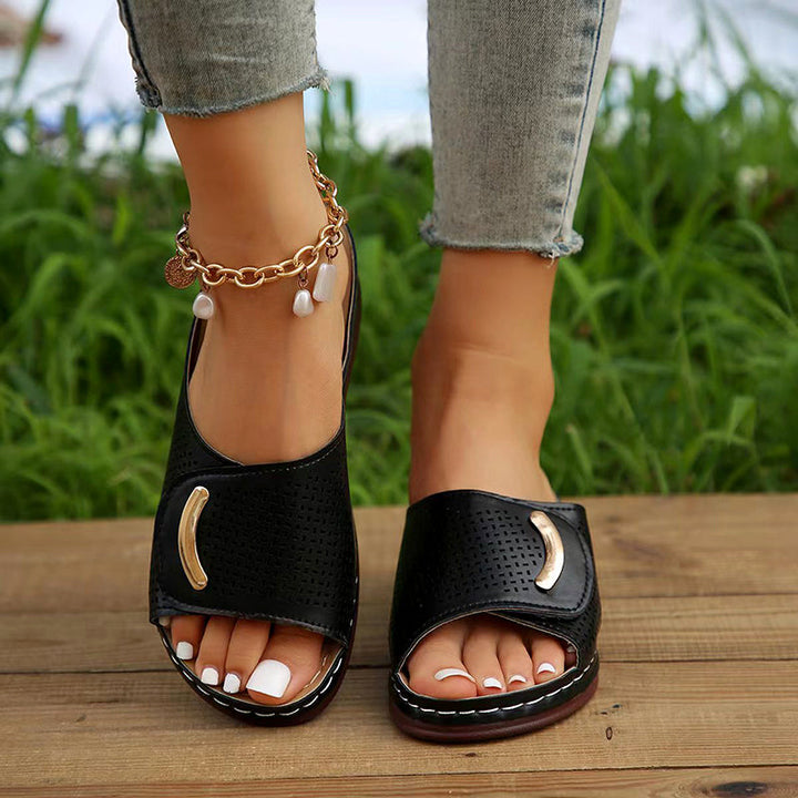 Giulia Bellini Perforated Wedge Sandals