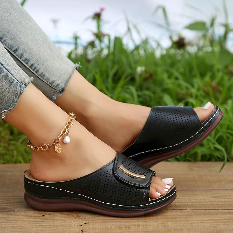 Giulia Bellini Perforated Wedge Sandals